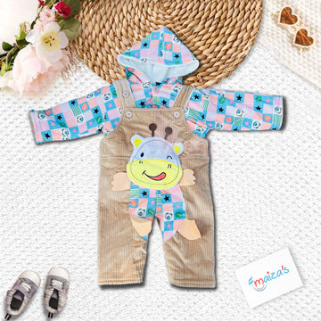 Animal Patch Baby Overall Set with Hoodie