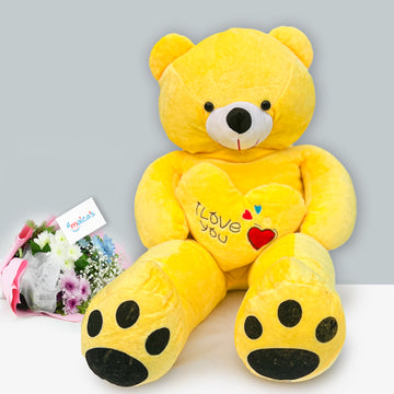 Giant Yellow Teddy Bear with "I Love You" Heart